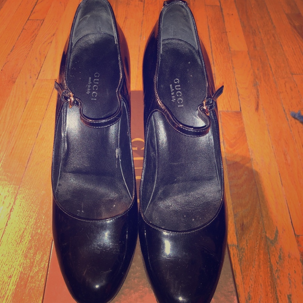 Gucci Black Patent Leather Mary Jane Heels